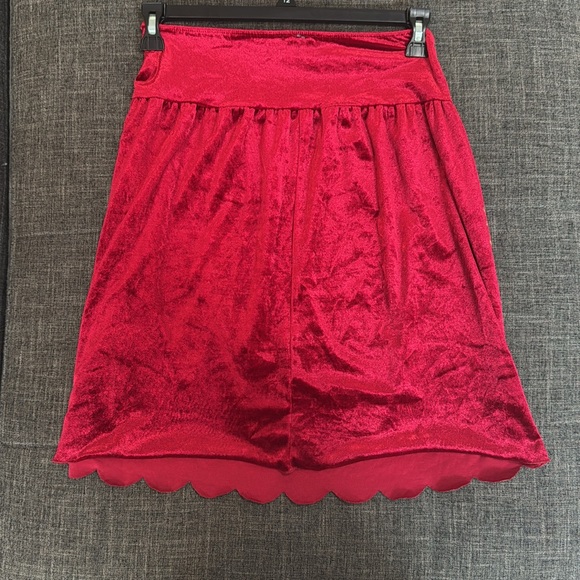 True Y2K Amy Byer Red Velvet Embroidered Skirt Large 12-14 Boho Romantic - Picture 2 of 4